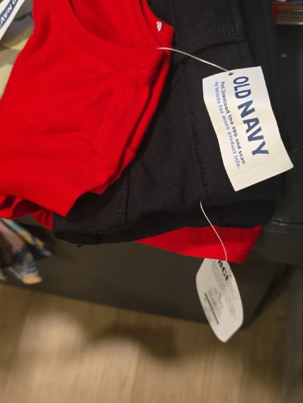 Old Navy Black Short Sleeve Tee with Red Heart Detail
